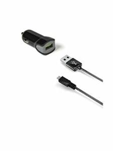 Adaptor auto Celly CCUSBMICRO, cablu inclus, USB + Micro-USB, universal, Negru