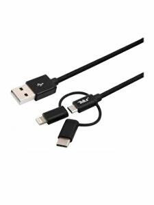 Cablu de date Tellur TLL155342 Micro USB + adaptor Lightning + adaptor USB Type-C, 10cm, Negru