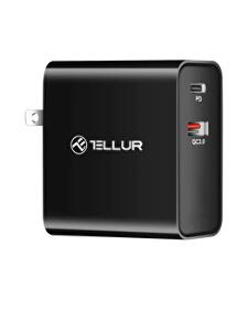 Incarcator Tellur TLL151271, 48 W, QC 3.0, USB + USB-C, Negru