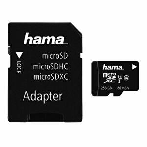 Card microSDXC Hama, 124171, 256 Gb, clasa 10, +adaptor, negru