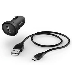 Kit incarcare auto Hama 173614, micro USB, Lungime cablu 1.4m, negru