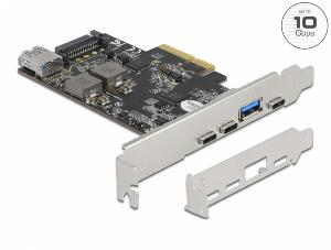 PCI Express cu 3 x USB 3.2 Gen 2-C + 2 x USB-A LPFF, Delock 90060