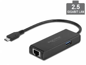 Placa de retea USB 3.2 Gen1-C la 2.5 Gigabit LAN + 1 x USB-A, Delock 63826