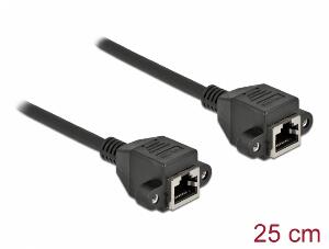 Cablu prelungitor retea RJ45 M-M S/FTP Cat.6A 0.25m Negru, Delock 87006
