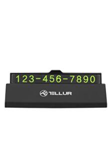 Suport auto pentru numar de telefon Tellur TLL171101, cu benzi adezive, numere fosforescente, 6 seturi de numere incluse, Negru