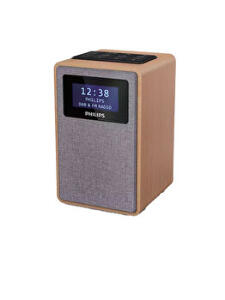 Radio cu ceas Philips TAR5005/10, 1 W, 20 posturi presetate, carcasa lemn, Maro
