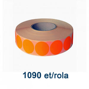 Role etichete semilucioase ZINTA rotunde portocalii fluo 35mm 1090 et./rola