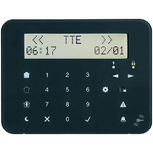 Tastatura LCD cu touch si cititor de proximitate Teletek Eclipse LCD32 S, 8 partitii, 32 zone, 1 intrare, 1 iesire PGM