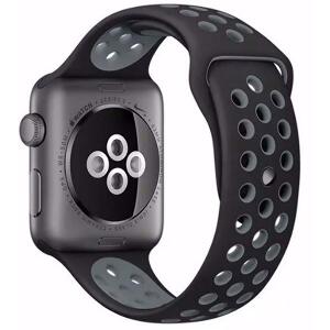 Curea pentru Apple Watch 38 mm Silicon iUni Negru-Argintiu