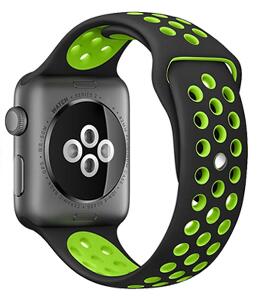 Curea pentru Apple Watch 38 mm Silicon Sport iUni Black-Green