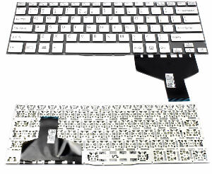 Tastatura argintie Sony Vaio FIT13 Series layout US fara rama enter mic