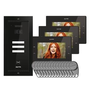 Kit videointerfon Electra Touch Line Smart+ VKM.P3FR.T7S4.ELB, 3 familii, ingropat, 7 inch