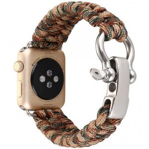 Curea pentru Apple Watch 42 mm iUni Elastic Paracord Rugged Nylon Rope, Brown