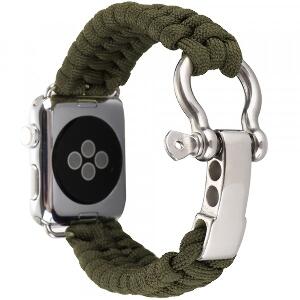 Curea pentru Apple Watch 42 mm iUni Elastic Paracord Rugged Nylon Rope, Green 
