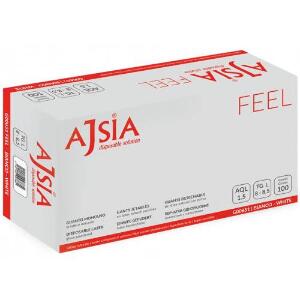 Manusi latex de unica folosinta AJSIA Feel pudrate L albe 100 buc.(50 perechi)/cutie