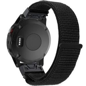 Curea ceas Smartwatch Garmin Fenix 3 / Fenix 5X, 26 mm iUni Soft Nylon Sport, Black