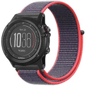 Curea ceas Smartwatch Garmin Fenix 3 / Fenix 5X, 26 mm iUni Soft Nylon Sport, Purple-Electric Pink
