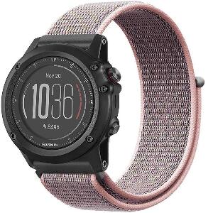 Curea ceas Smartwatch Garmin Fenix 5, 22 mm iUni Soft Nylon Sport, Soft Pink