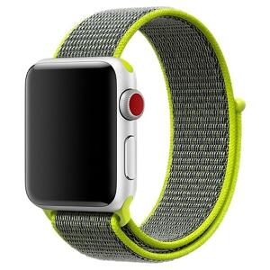 Curea pentru Apple Watch 38 mm iUni Woven Strap, Nylon Sport, Grey-Electric Green