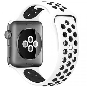 Curea pentru Apple Watch 38 mm Silicon Sport iUni Alb-Negru
