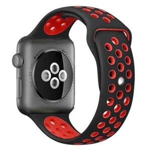 Curea pentru Apple Watch 38 mm Silicon Sport iUni Negru-Rosu