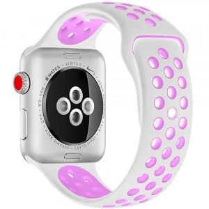 Curea pentru Apple Watch 42 mm Silicon Sport iUni Alb-Mov