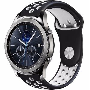Curea ceas Smartwatch Samsung Gear S2, iUni 20 mm Silicon Sport Black-White