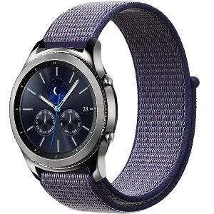 Curea ceas Smartwatch Samsung Gear S2, iUni 20 mm Soft Nylon Sport, Midnight Blue