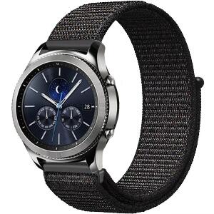 Curea ceas Smartwatch Samsung Gear S3, iUni 22 mm Soft Nylon Sport, Black