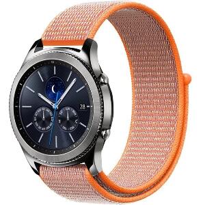 Curea ceas Smartwatch Samsung Gear S3, iUni 22 mm Soft Nylon Sport, Electric Orange
