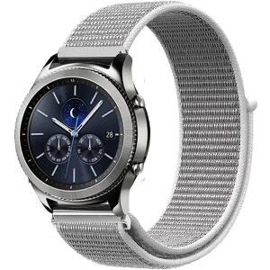 Curea ceas Smartwatch Samsung Gear S3, iUni 22 mm Soft Nylon Sport, White Gray