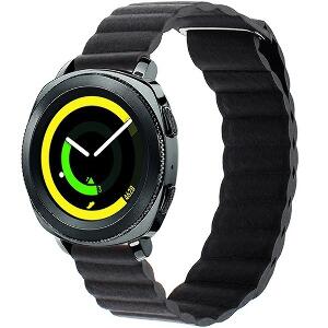 Curea piele Smartwatch Samsung Gear S2, iUni 20 mm Black Leather Loop