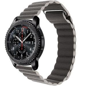 Curea piele Smartwatch Samsung Gear S2, iUni 20 mm Dark Gray Leather Loop