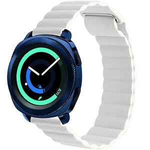 Curea piele Smartwatch Samsung Gear S3, iUni 22 mm White Leather Loop