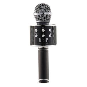 Microfon Profesional Karaoke Smart WS-858 Negru Hi-Fi Conexiune Wireless Bluetooth 4.1 cu Difuzor si Acumulator Incorporat