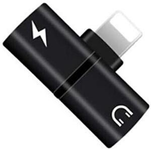 Mini Adaptor Lightning Splitter iUni dual port, pentru casti si incarcare iPhone, Black