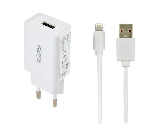 Incarcator priza 1 x USB-A 5V / 2.1A + cablu USB la Lightning, Gembird EG-UCSET-8P-MX-white