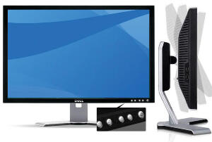 Monitor DELL 2208WFPT, 22 Inch LCD, 1680 x 1050, VGA, DVI, USB, Fara Picior, Grad A-