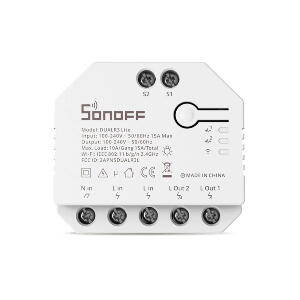 Releu Sonoff Dual R3 Lite cu 2 canale, Programari, Wi-Fi 2.4 GHz