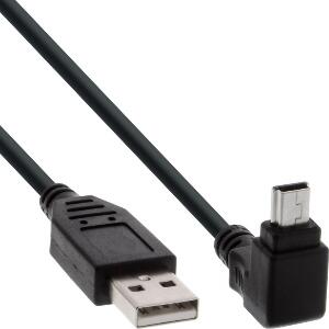 Cablu USB 2.0 la mini USB unghi jos 3m Negru, InLine IL34230