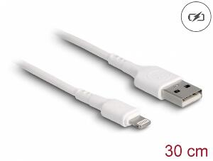 Cablu de incarcare USB-A la iPhone Lightning 0.3m Alb, Delock 87866