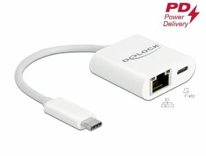 Adaptor USB 3.2 Gen 1-C la Gigabit cu alimentare PD 60W, Delock 65402