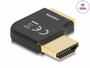 Adaptor HDMI 8K60Hz T-M unghi 90 grade dreapta metalic, Delock 60015