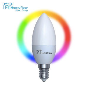 Bec inteligent LED Wireless Homeflow B-5004, E14, 5W (40W), 400lm, dimabil, RGB, Control de pe telefonul mobil – Resigilat