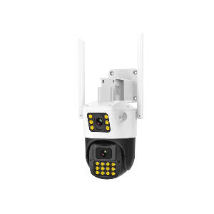 Camera de supraveghere duala wireless IP WiFi Speed Dome Full Color PTZ Vstarcam CS663DR, 2MP, lumina alba/IR 30 m, slot card, microfon, detectie miscare