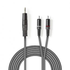 Cablu audio jack stereo 3.5mm la 2 x RCA T-T 5m, Nedis COTH22200GY50