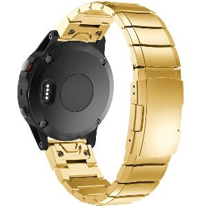 Curea ceas Smartwatch Garmin Fenix 3 / Fenix 5X, 26 mm Otel inoxidabil iUni Gold Link Bracelet