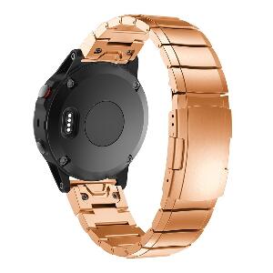 Curea ceas Smartwatch Garmin Fenix 3 / Fenix 5X, 26 mm Otel inoxidabil iUni Rose Gold Link Bracelet