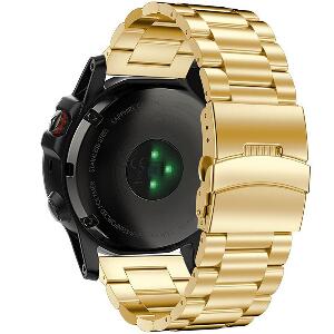 Curea ceas Smartwatch Garmin Fenix 3, 26 mm Otel inoxidabil iUni Gold