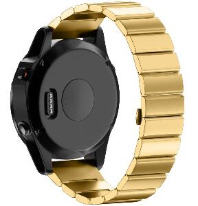 Curea ceas Smartwatch Garmin Fenix 3, 26 mm Otel inoxidabil iUni Gold Link Bracelet